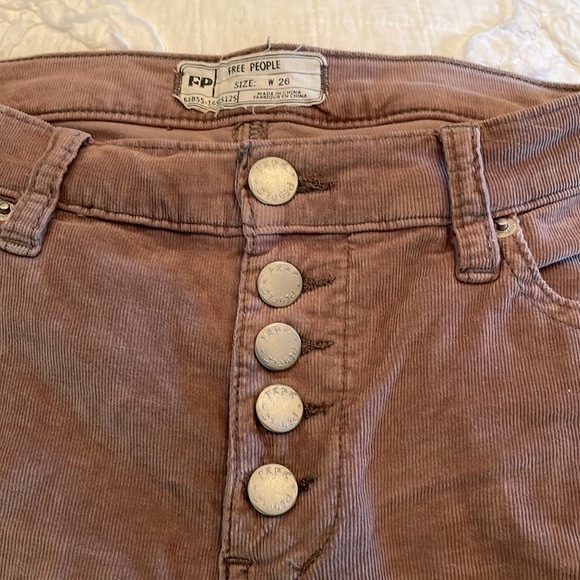 Free People corduroy jean slightly stretchy button fly crop fringe - Picture 7 of 8